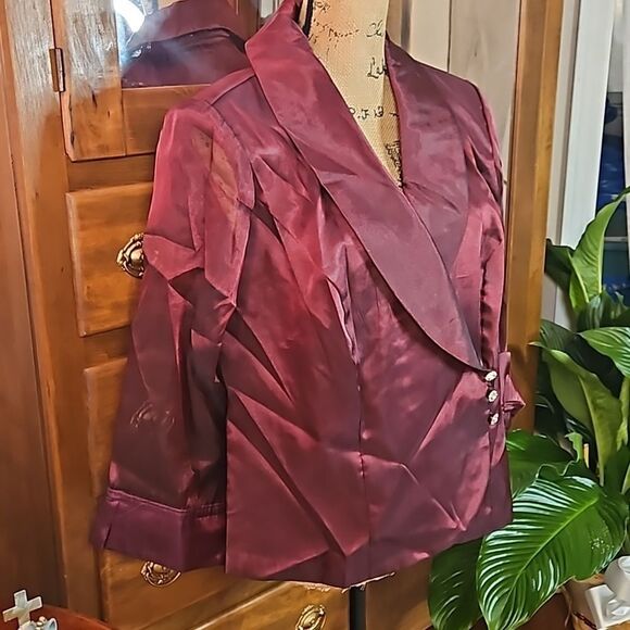 Lori Max Burgundy Evening Jacket with Rhinestones size 1X - Picture 5 of 11